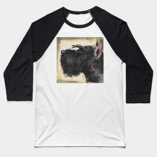 Contemporary Painting of a Black Schnauzer on a Beige Background Baseball T-Shirt